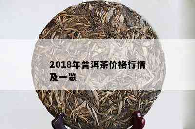 2018年普洱茶价格行情及一览