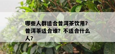 哪些人群适合普洱茶饮用？普洱茶适合谁？不适合什么人？