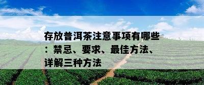 存放普洱茶注意事项有哪些：禁忌、要求、更佳方法、详解三种方法