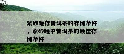 紫砂罐存普洱茶的存储条件，紫砂罐中普洱茶的更佳存储条件