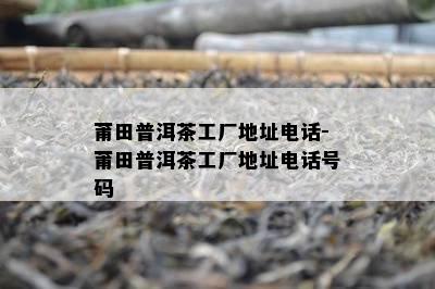 莆田普洱茶工厂地址电话-莆田普洱茶工厂地址电话号码