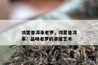 鸿蒙普洱茶老罗，鸿蒙普洱茶：品味老罗的茶道艺术