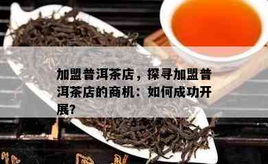 加盟普洱茶店，探寻加盟普洱茶店的商机：如何成功开展？