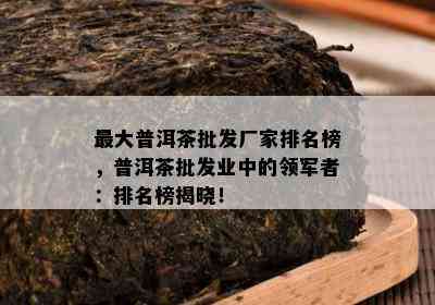 更大普洱茶批发厂家排名榜，普洱茶批发业中的领军者：排名榜揭晓！