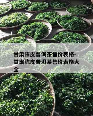 甘肃陈皮普洱茶售价表格-甘肃陈皮普洱茶售价表格大全