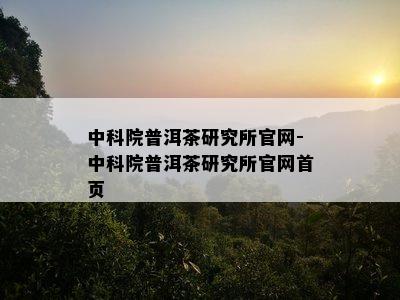 中科院普洱茶研究所官网-中科院普洱茶研究所官网首页