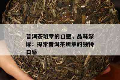 普洱茶班章的口感，品味深厚：探索普洱茶班章的独特口感