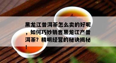 黑龙江普洱茶怎么卖的好呢，如何巧妙销售黑龙江产普洱茶？精明经营的秘诀揭秘！