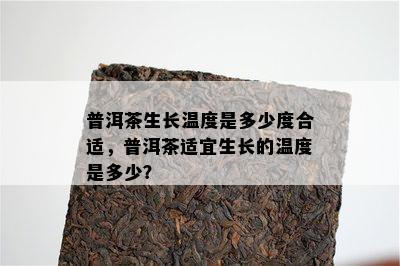 普洱茶生长温度是多少度合适，普洱茶适宜生长的温度是多少？