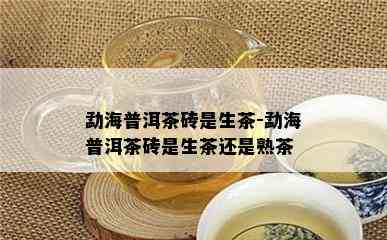 勐海普洱茶砖是生茶-勐海普洱茶砖是生茶还是熟茶