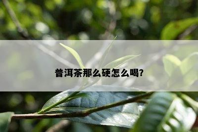 普洱茶那么硬怎么喝？