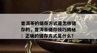 普洱茶的储存方式是怎样储存的，普洱茶储存技巧揭秘：正确的储存方式是什么？