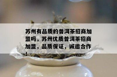 苏州有品质的普洱茶招商加盟吗，苏州优质普洱茶招商加盟，品质保证，诚邀合作！