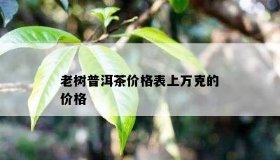 老树普洱茶价格表上万克的价格