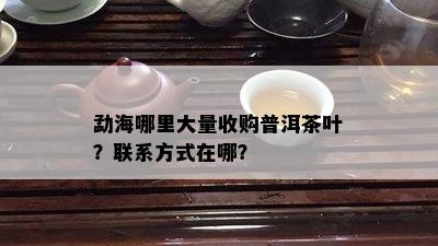 勐海哪里大量收购普洱茶叶？联系方式在哪？