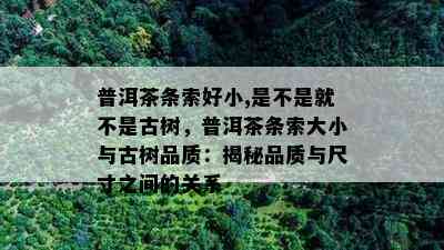 普洱茶条索好小,是不是就不是古树，普洱茶条索大小与古树品质：揭秘品质与尺寸之间的关系