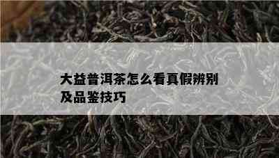 大益普洱茶怎么看真假辨别及品鉴技巧