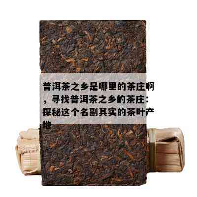 普洱茶之乡是哪里的茶庄啊，寻找普洱茶之乡的茶庄：探秘这个名副其实的茶叶产地