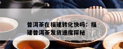 普洱茶在福建转化快吗：福建普洱茶发货速度探秘