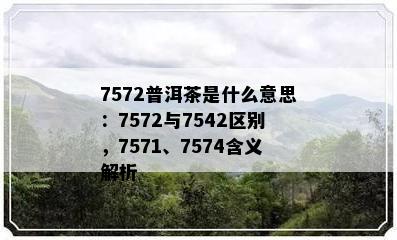 7572普洱茶是什么意思：7572与7542区别，7571、7574含义解析