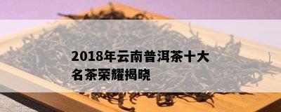 2018年云南普洱茶十大名茶荣耀揭晓