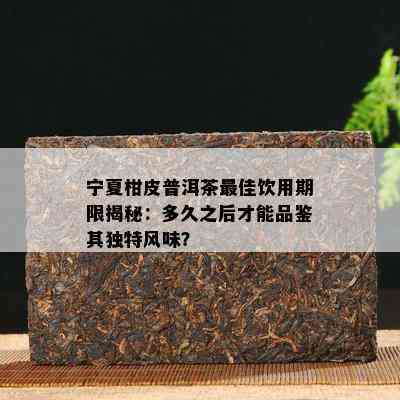 宁夏柑皮普洱茶更佳饮用期限揭秘：多久之后才能品鉴其独特风味？