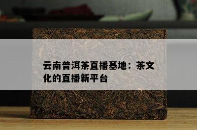 云南普洱茶直播基地：茶文化的直播新平台