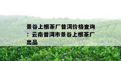 景谷上根茶厂普洱价格查询：云南普洱市景谷上根茶厂出品