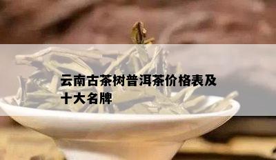 云南古茶树普洱茶价格表及十大名牌