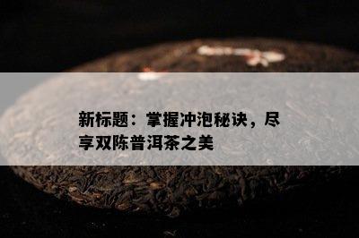 新标题：掌握冲泡秘诀，尽享双陈普洱茶之美