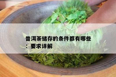 普洱茶储存的条件都有哪些：要求详解