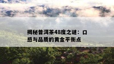 揭秘普洱茶48度之谜：口感与品质的黄金平衡点