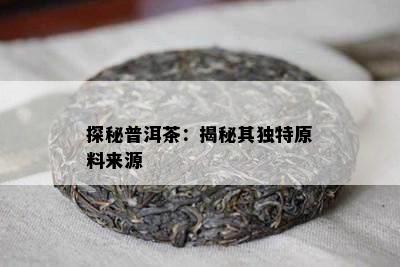 探秘普洱茶：揭秘其独特原料来源