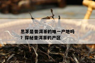 思茅是普洱茶的唯一产地吗？探秘普洱茶的产区