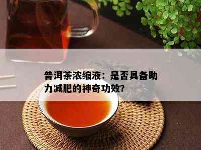 普洱茶浓缩液：是否具备助力减肥的神奇功效？