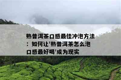 熟普洱茶口感更佳冲泡方法：如何让'熟普洱茶怎么泡口感更好喝'成为现实