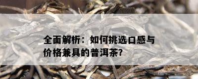 全面解析：如何挑选口感与价格兼具的普洱茶？