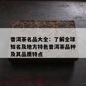 普洱茶名品大全：了解全球知名及地方特色普洱茶品种及其品质特点