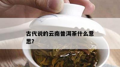 古代说的云南普洱茶什么意思？