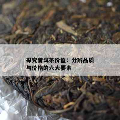 探究普洱茶价值：分辨品质与价格的六大要素