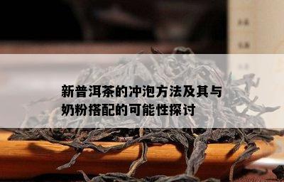 新普洱茶的冲泡方法及其与奶粉搭配的可能性探讨