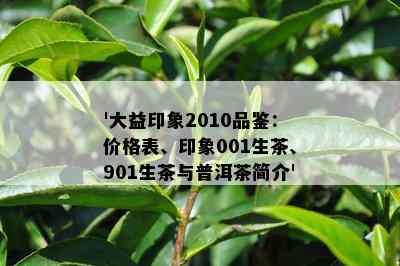 '大益印象2010品鉴：价格表、印象001生茶、901生茶与普洱茶简介'