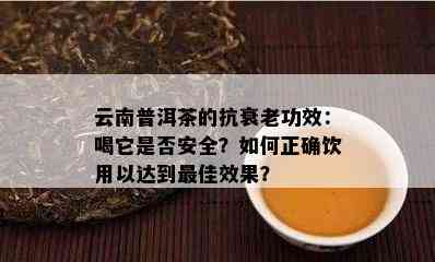 云南普洱茶的抗衰老功效：喝它是否安全？如何正确饮用以达到更佳效果？