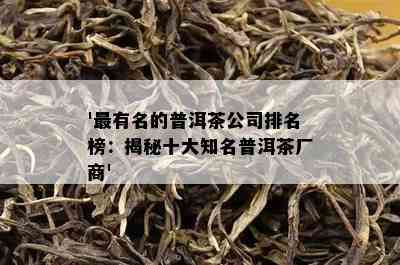 '最有名的普洱茶公司排名榜：揭秘十大知名普洱茶厂商'