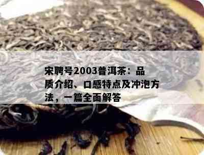 宋聘号2003普洱茶：品质介绍、口感特点及冲泡方法，一篇全面解答