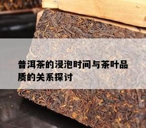 普洱茶的浸泡时间与茶叶品质的关系探讨