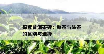 探究普洱茶砖：熟茶与生茶的区别与选择