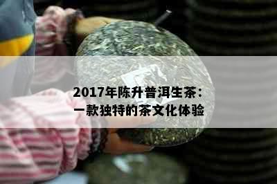 2017年陈升普洱生茶：一款独特的茶文化体验