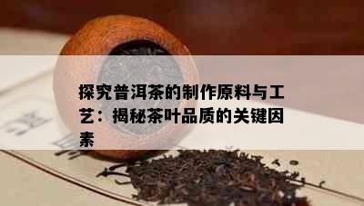 探究普洱茶的制作原料与工艺：揭秘茶叶品质的关键因素