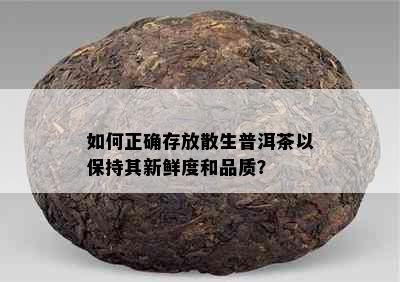 如何正确存放散生普洱茶以保持其新鲜度和品质？